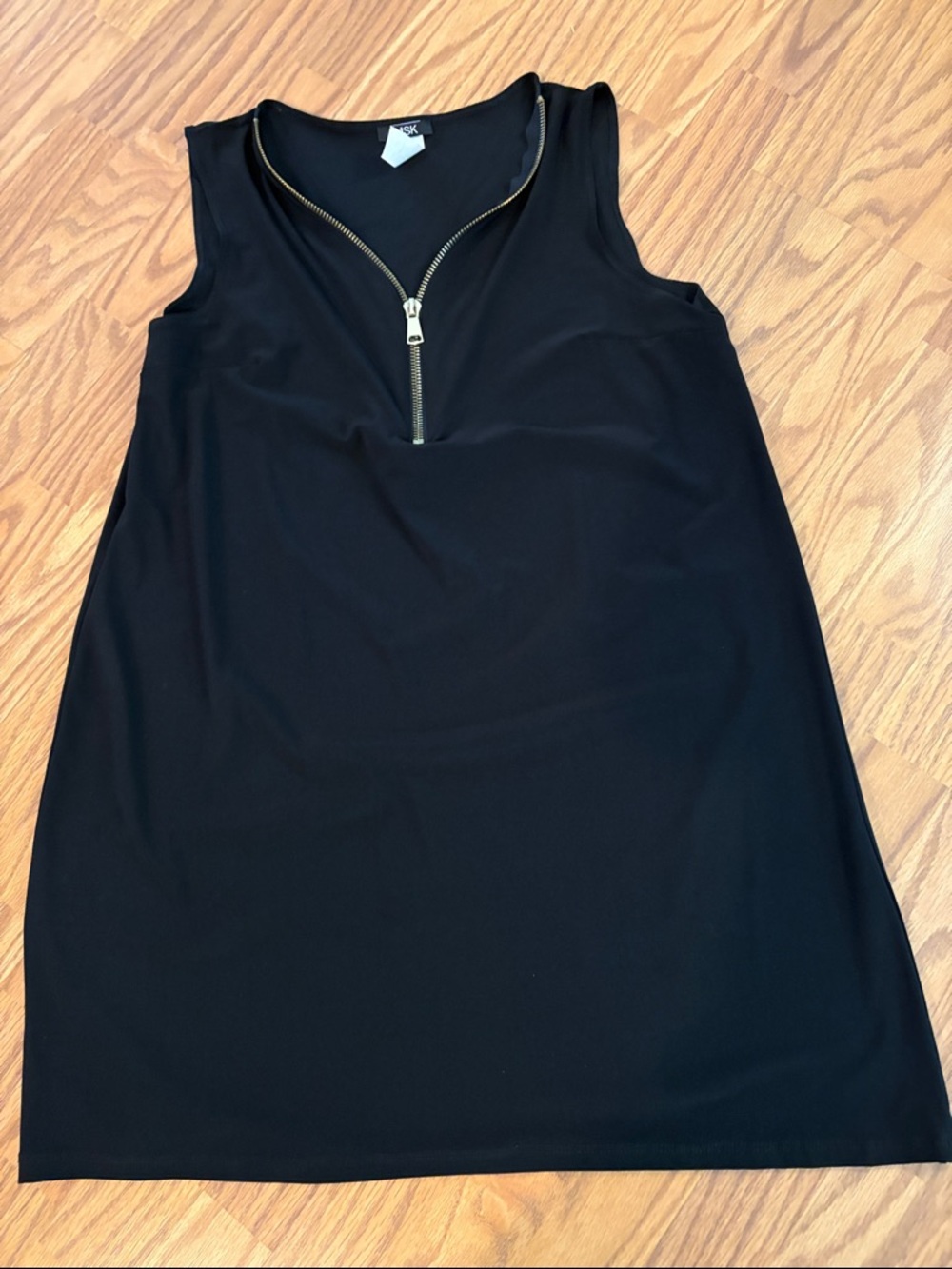 MSK Black Sleeveless Dress with Gold Zip Detail
